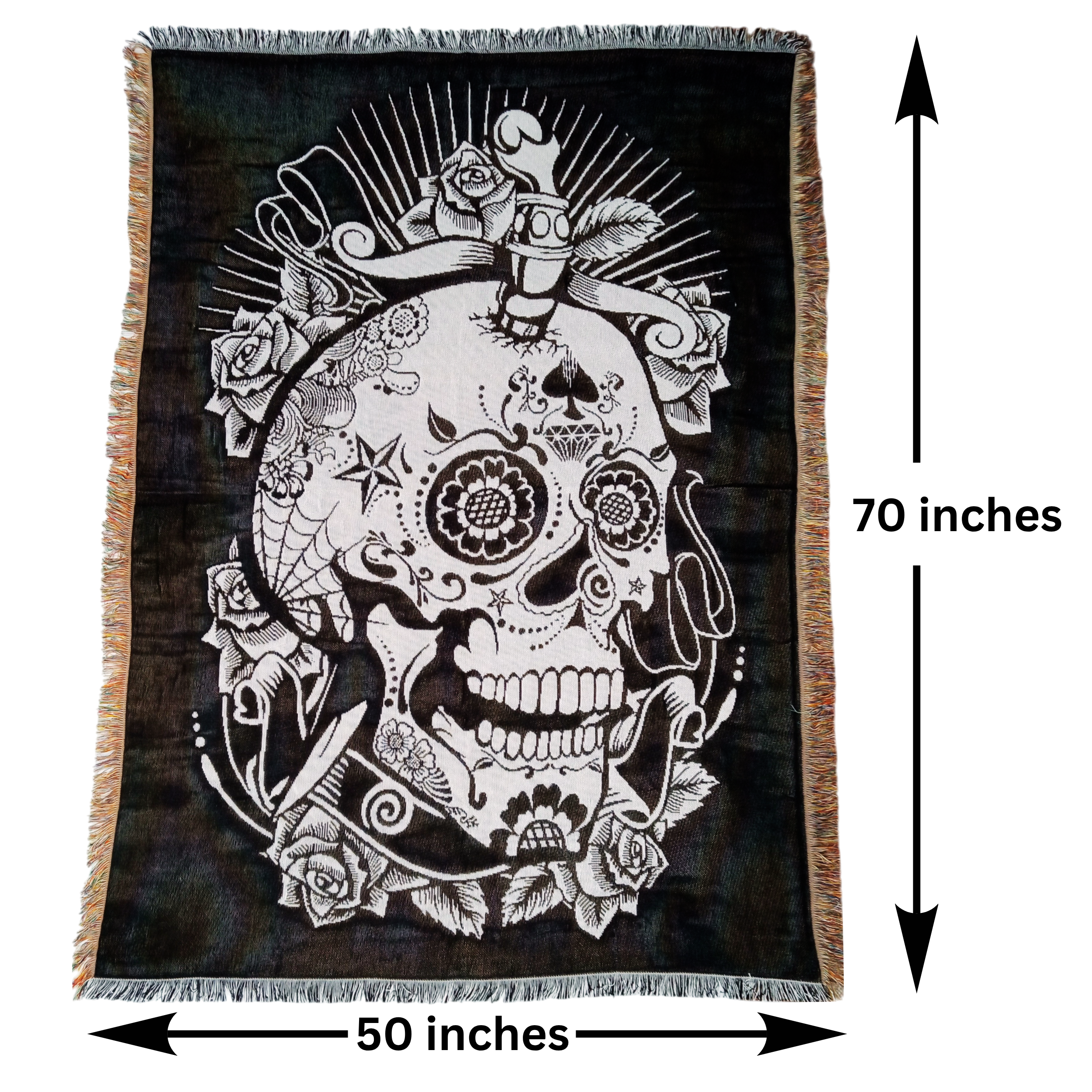 PT-664 Skull & Roses Blanket 70 x 50 inches